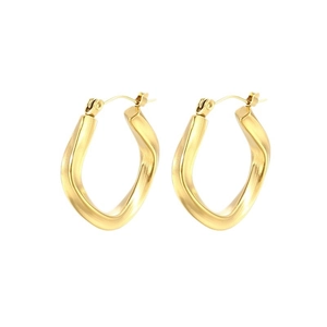 Minimalist twisted U-shaped earrings in 18K gold plated stainless steel