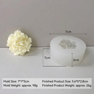 Macro detail of a 3D floral silicone mold showing petal texture and dimensions