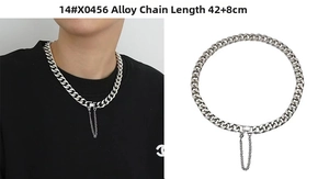Close-up of silver Cuban link necklace featuring a 42+8cm adjustable chain for women