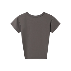 Detailed back view of dark grey athletic T-shirt showing high-stretch modal fabric texture