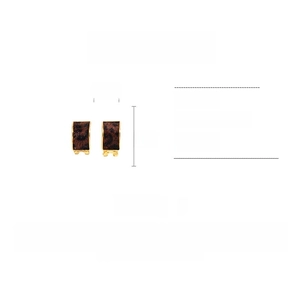 Detail view of leopard print horsehair C-shape earrings showing 1.8cm by 2cm dimensions