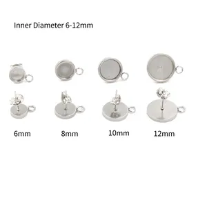 Supports De Boucles D'oreilles À Plateau Rond En Acier Inoxydable Avec Boucle Suspendue Accessoires De Bijouterie DIY
