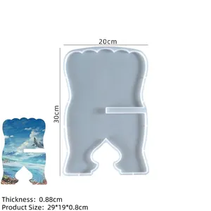 Macro detail of reading book stand silicone mold for resin with dimensions and scale