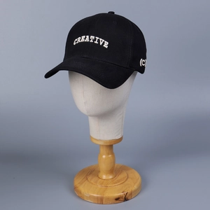 Classic black baseball cap with white 3D Creative embroidery for men and women
