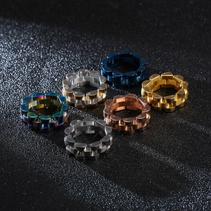 Titanium steel watch band rings in rainbow, gold, and silver finishes for men