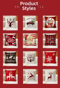 Detailed 3x4 grid showcasing diverse Christmas pillow covers with festive holiday patterns