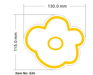 Detailed technical diagram showing dimensions 130mm x 115mm of the floral acrylic coaster
