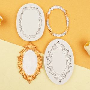 European vintage oval frame silicone molds for DIY chocolate or resin crafting