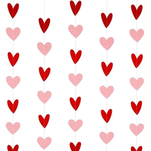 Valentine's Day Heart Paper Garland Hanging Banner For Wedding Party Decoration Red And Pink Romantic Love Design