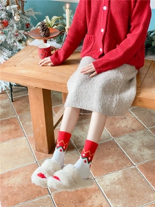 Chaussettes de Noël thermiques en polaire avec motifs festifs et chaussons en peluche