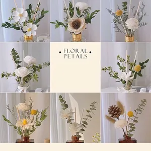 Handmade Sola Flower Bouquet Natural Dried Plants For Home Decor Aromatherapy Diffuser Accessory Living Room Desktop Ornament