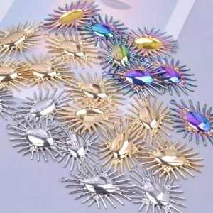 Polished 18k plated stainless steel eye pendants in gold, silver, and rainbow colors