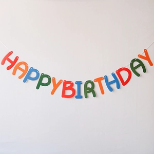 Rainbow Happy Birthday banner with colorful letters for party wall decoration