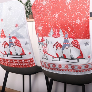 Housses de chaise de Noël rouges avec motifs gnome et renne en tissu tricoté doux