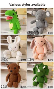 Detailed collection of six handmade crochet animal plushies including bears and bunnies