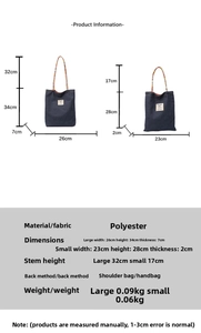 Guide des tailles pour sacs cabas à carreaux vintage en polyester de grandes et petites tailles