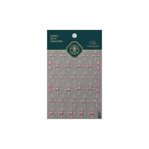 Adesivi per unghie con stelle e lune rosa glitter M1356 con linee argentate su cartoncino