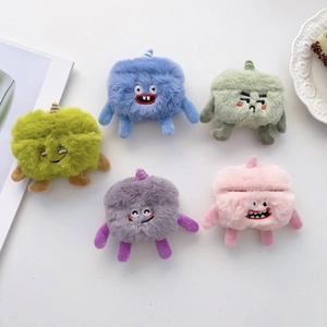 Cartoon Monster Plush Earphone Case Protective Cover For AirPods Pro 2 3 4 Soft Furry Cute Shockproof Sleeve Accessory