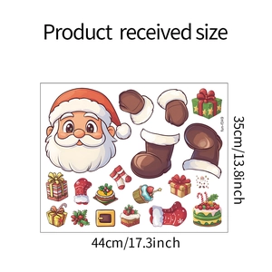 Stickers muraux Père Noël et cadeaux, dimensions 44x35cm sur fond blanc pour déco