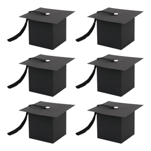 Creative graduation cap gift box set with black tassels for graduation party candy packaging