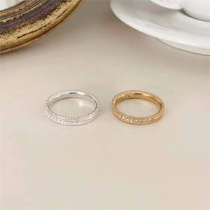S925 sterling silver eternity rings with cubic zirconia in gold and silver finish