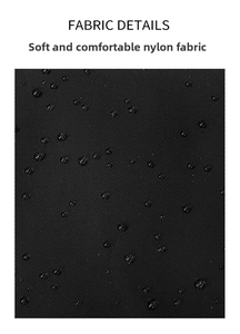 Detail of waterproof black nylon fabric with water droplets on a soft backpack surface