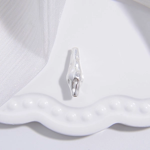 Baroque hammered S925 silver irregular long tube beads for DIY jewelry making