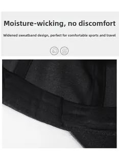 Close-up of the widened inner sweatband of this black washed cotton baseball cap