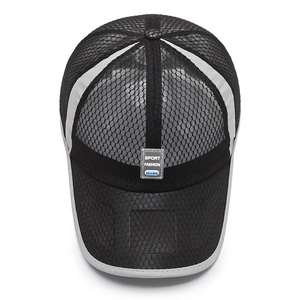 Summer breathable mesh baseball cap in black and gray for outdoor sports and sun protection