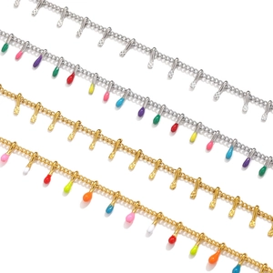 Chaînes à maillons en acier inoxydable DIY avec finitions dorées et pendentifs en émail