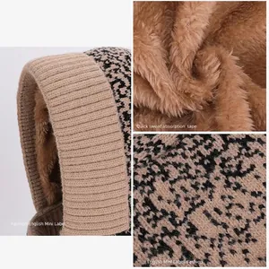 Winter knitted hat with fleece lining and snowflake pattern for ear protection