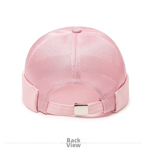 Detailed back view of pink miki hat with breathable mesh and metal adjustment buckle