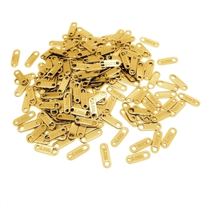 Stainless Steel Logo Tags DIY Jewelry Making Connectors Double Hole Oval End Tags For Necklaces Bracelets 18K Gold Plated