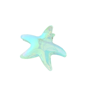 Holographic starfish hair claw clip with colorful iridescent finish on white background