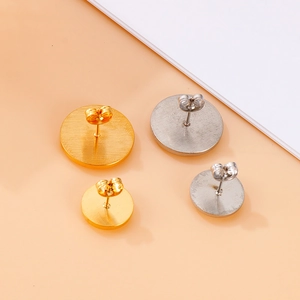 Round Stainless Steel Earring Post Settings DIY Bezel Base For Jewelry Making Fashion Simple Earring Findings