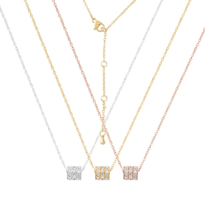 Titanium steel waist pendant necklaces in gold, silver, and rose gold with pavé crystals