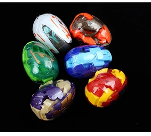 Set of six dinosaur transformation eggs in individual shrink wrap protective packaging