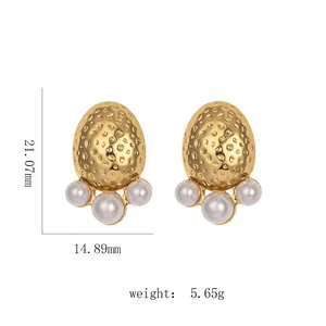 Vintage 18k gold stainless steel strawberry earrings with pearls and size measurements
