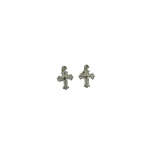 Retro silver cross pendant with embossed texture for Y2K jewelry DIY crafting