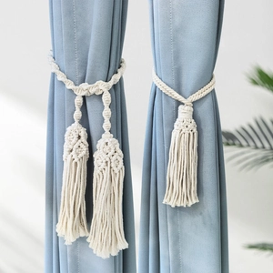 Handmade Woven Cotton Rope Curtain Tiebacks Macrame Tassels Bohemian Drapery Holdbacks Decorative Window Accessory