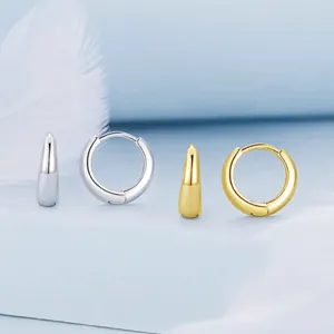 S925 sterling silver hoop earrings in gold and silver finish with minimalist style