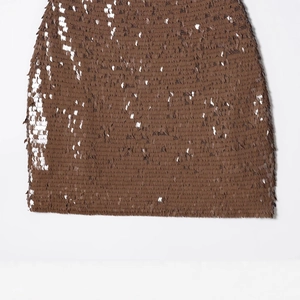 Mini-jupe à paillettes marron pour femme, style de fête élégant avec fini métallique