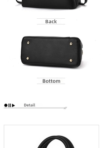 Détails du sac à main noir en cuir texturé avec fond de protection et clous dorés