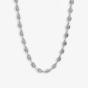 Polished silver pig nose link chain necklace with minimalist oval cut-out metal links