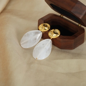 Vintage Court Style Geometric Resin Drop Earrings For Women Gold Plated Heart Round Dyeing Dangle Earrings Handmade Jewelry