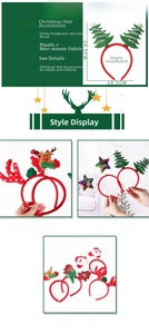 Detailed view of Christmas headbands with sequins and plush reindeer antlers for parties