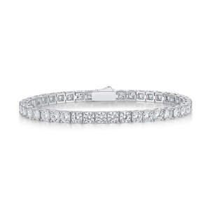 Elegant S925 sterling silver tennis bracelet featuring round-cut moissanite diamonds