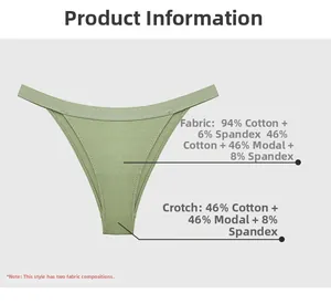 Detail showing fabric composition of 94% cotton and 6% spandex for soft women underwear
