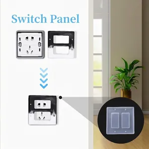 DIY resin silicone mold for double switch plate with black and white marble finish