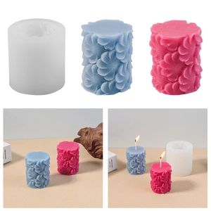 Zylindrische Silikonform für Duftkerzen mit 3D-Blumenrelief für Bastelarbeiten